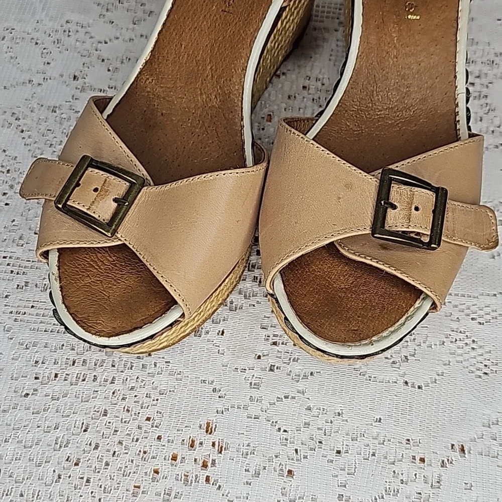 Eric Michael handmade in Spain leather ankle strap espadrille wedges sz 8 - Picture 5 of 10